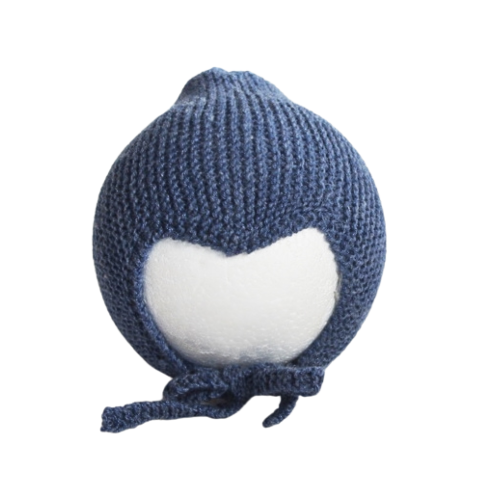 Stickad Mössa Merino Jeansblå - By Lelou