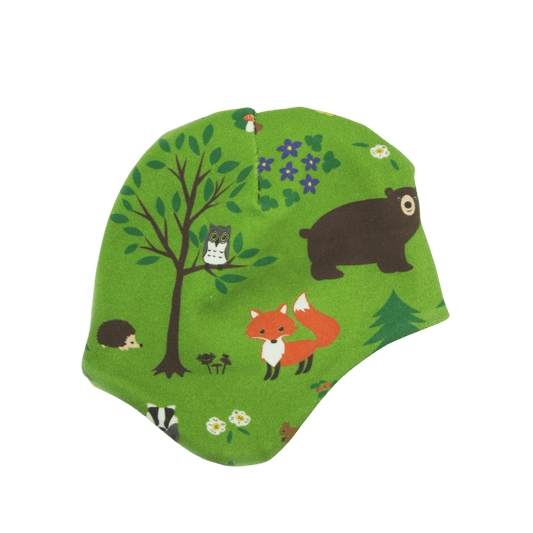 Ekologisk grön fleecemössa för barn med motivet Skogen - By Lelou