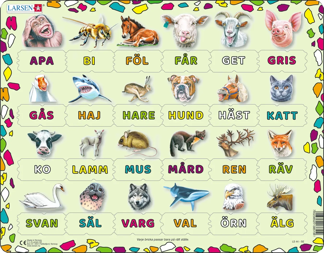Jigsaw Puzzle Alphabet with Animals 29 Pieces